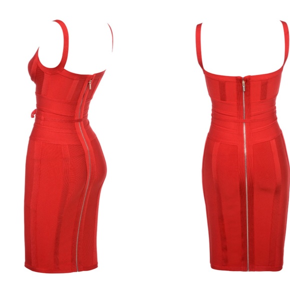 HOUSE OF CB, 'Belice' Red Tie Waist Bandage Dress, Size XS - Picture 6 of 6